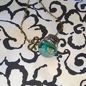 18" ocean Sea inspired pendant necklace bronzed